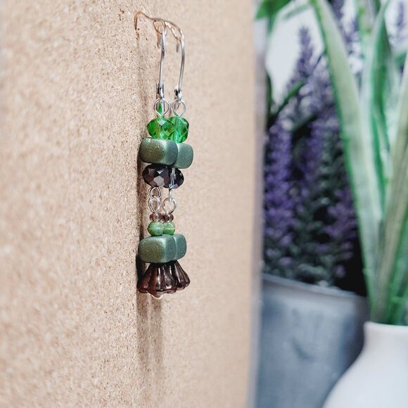 NEW BOHEMIALIZ earrings 689chocog#mfs Czech flower dangle earrings fairy earring - Picture 3 of 5